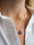 Auree Barcelona Personalised Birthstone Gold Vermeil Beaded Pendant Necklace, Lapis Lazuli - September