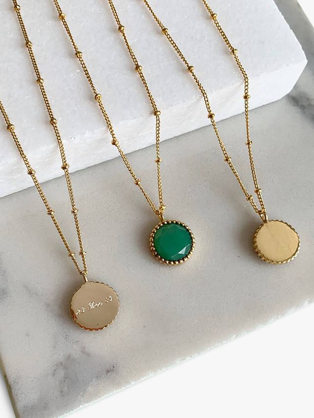 Auree Barcelona Personalised Birthstone Gold Vermeil Beaded Pendant Necklace, Chrysoprase - May