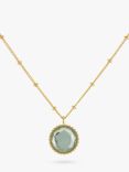 Auree Barcelona Personalised Birthstone Gold Vermeil Beaded Pendant Necklace, Green Amethyst - August