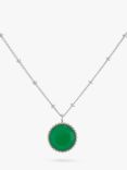 Auree Barcelona Personalised Birthstone Sterling Silver Beaded Pendant Necklace, Chrysoprase - May
