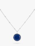 Auree Barcelona Personalised Birthstone Sterling Silver Beaded Pendant Necklace, Lapis Lazuli - September