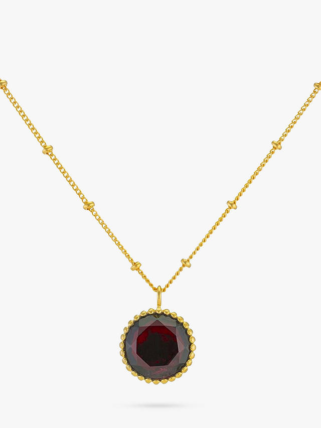 Auree Barcelona Personalised Birthstone Gold Vermeil Beaded Pendant Necklace, Garnet - January