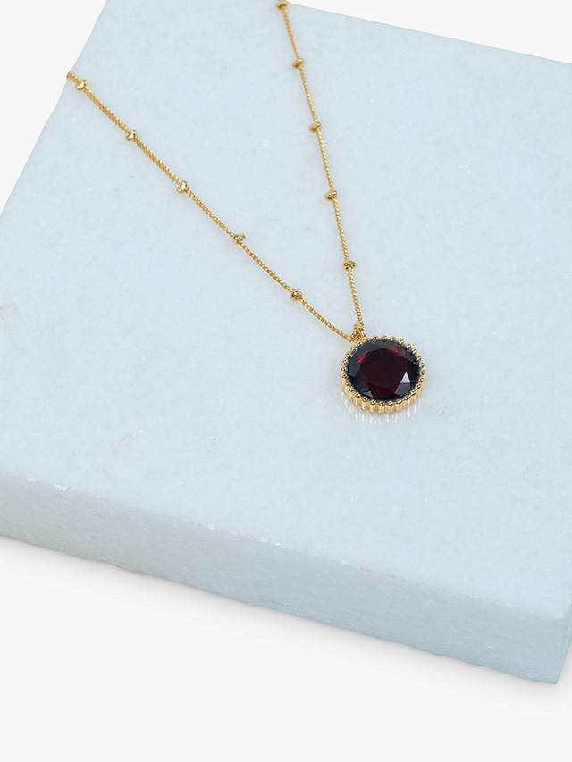 Auree Barcelona Personalised Birthstone Gold Vermeil Beaded Pendant Necklace, Garnet - January