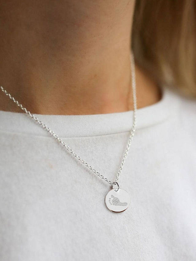 Auree Bellevue Personalised Footprint Pendant Necklace, Silver