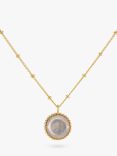 Auree Barcelona Personalised Birthstone Gold Vermeil Beaded Pendant Necklace, Rose Quartz - October