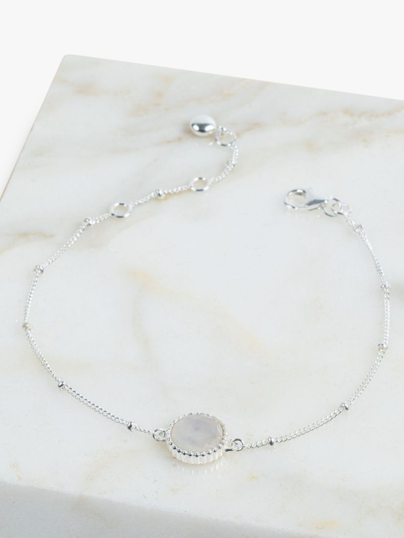 Auree Barcelona Personalised Birthstone Sterling Silver Beaded Chain Bracelet, Moonstone - June