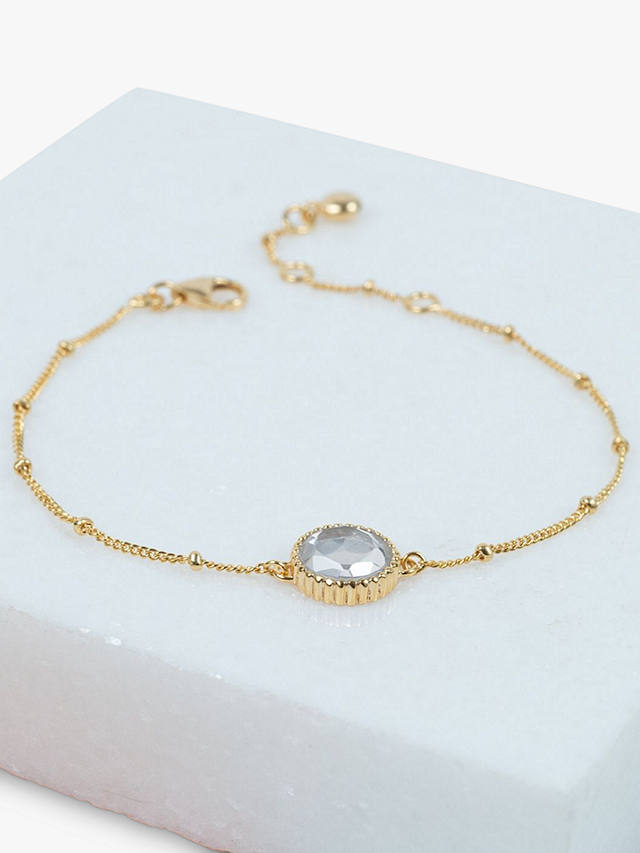 Auree Barcelona Personalised Birthstone Gold Vermeil Beaded Chain Bracelet, Crystal - April