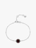 Auree Barcelona Personalised Birthstone Sterling Silver Beaded Chain Bracelet, Garnet - January