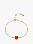 Auree Barcelona Personalised Birthstone Gold Vermeil Beaded Chain Bracelet, Carnelian - July