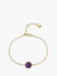 Auree Barcelona Personalised Birthstone Gold Vermeil Beaded Chain Bracelet, Amethyst - February