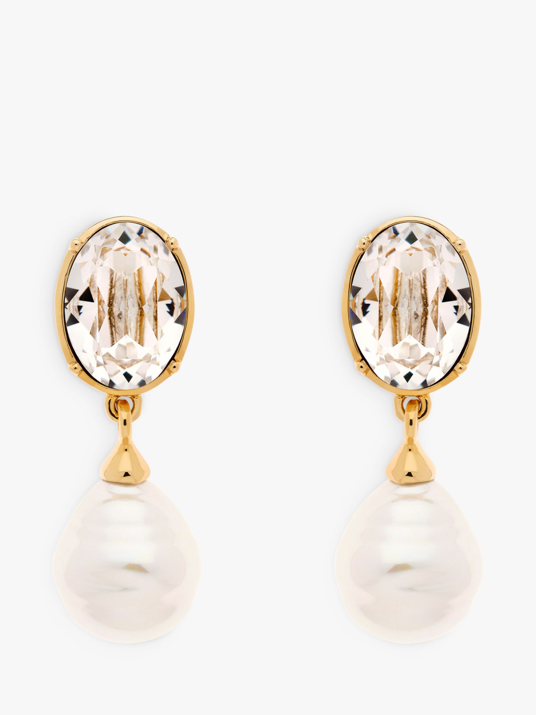 Emma Holland Oval Crystal and Baroque Pearl Drop Earrings, Gold/Multi