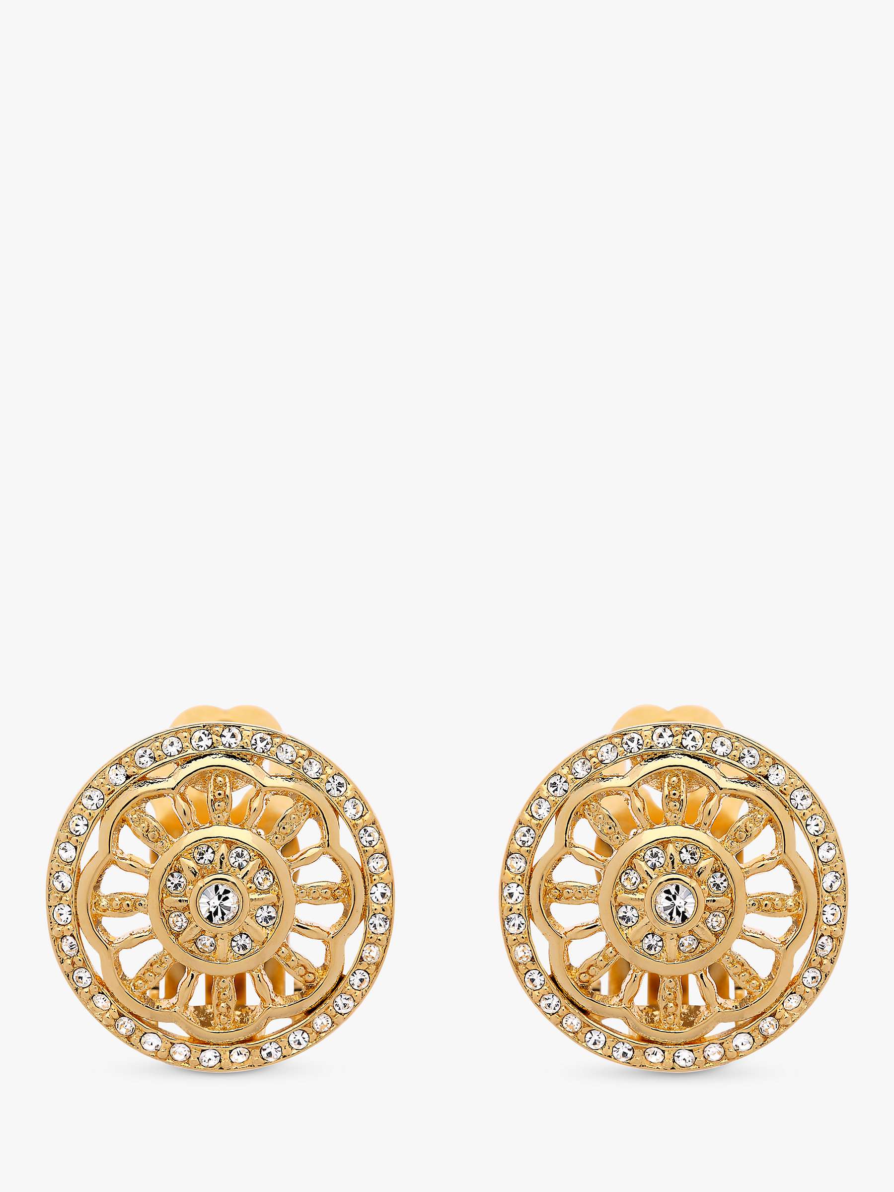 Buy Emma Holland Crystal Statement Disc Clip Earrings, Gold Online at johnlewis.com