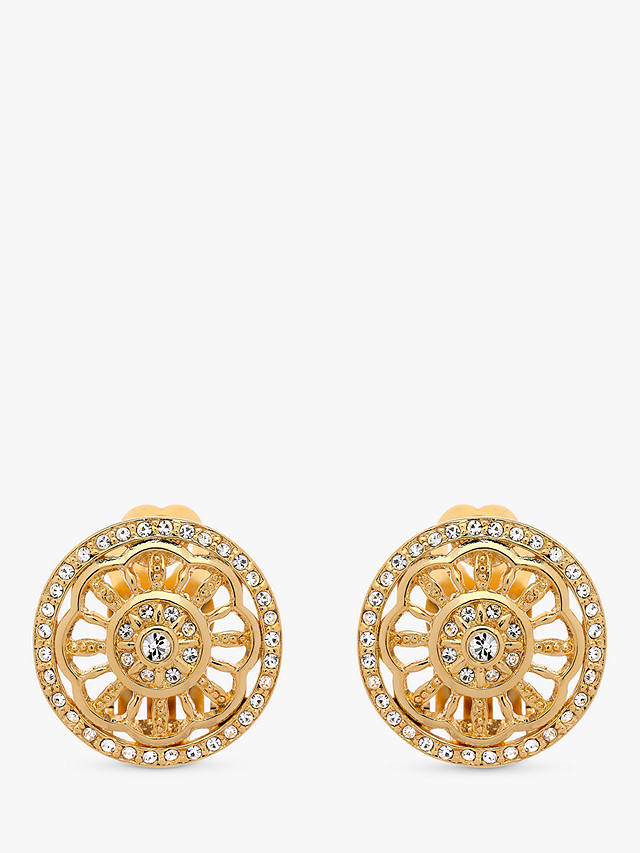 Emma Holland Crystal Statement Disc Clip Earrings, Gold