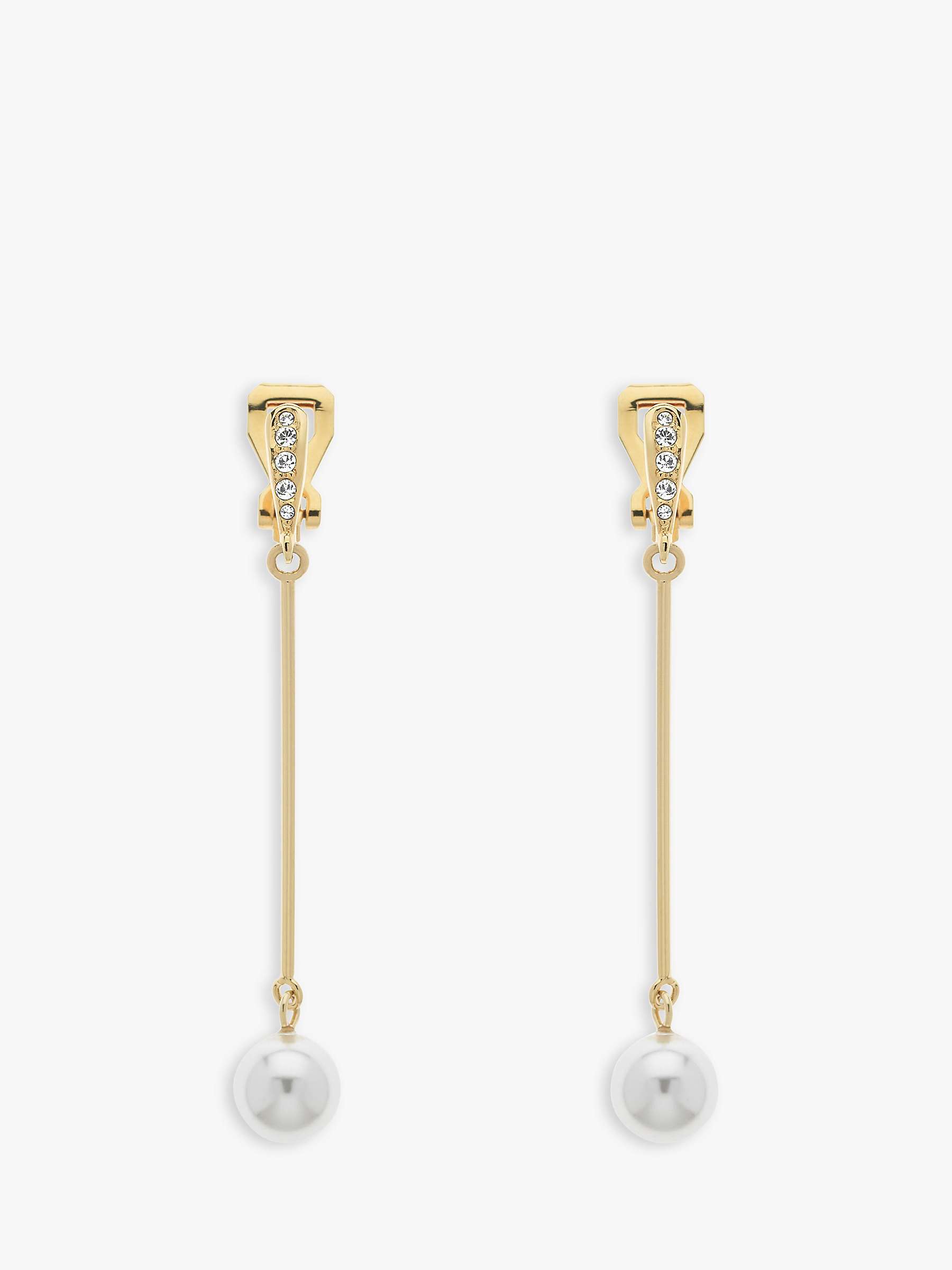 Buy Emma Holland Crystal & Pearl Drop Clip-On Earrings, Gold Online at johnlewis.com
