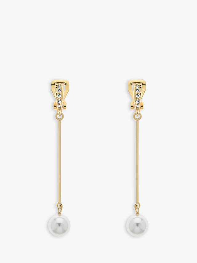 Emma Holland Crystal & Pearl Drop Clip-On Earrings, Gold