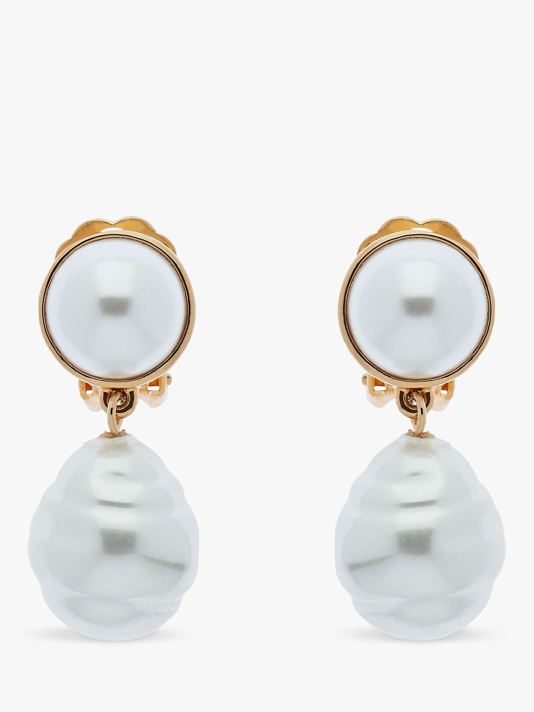 Buy Emma Holland Baroque Pearl Drop Clip-On Earrings, Gold Online at johnlewis.com