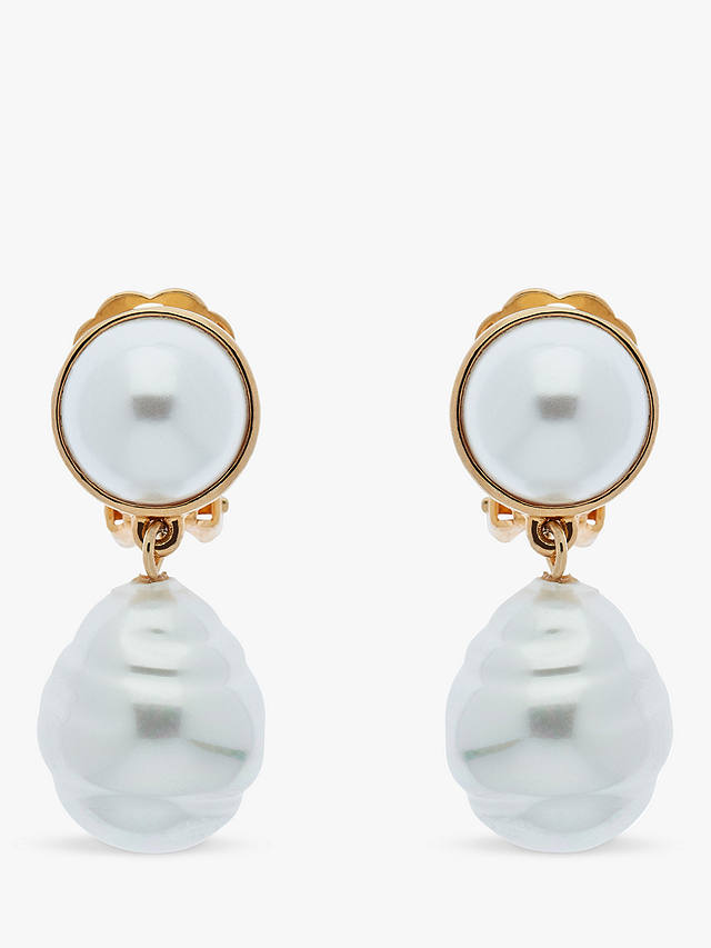 Emma Holland Baroque Pearl Drop Clip-On Earrings, Gold
