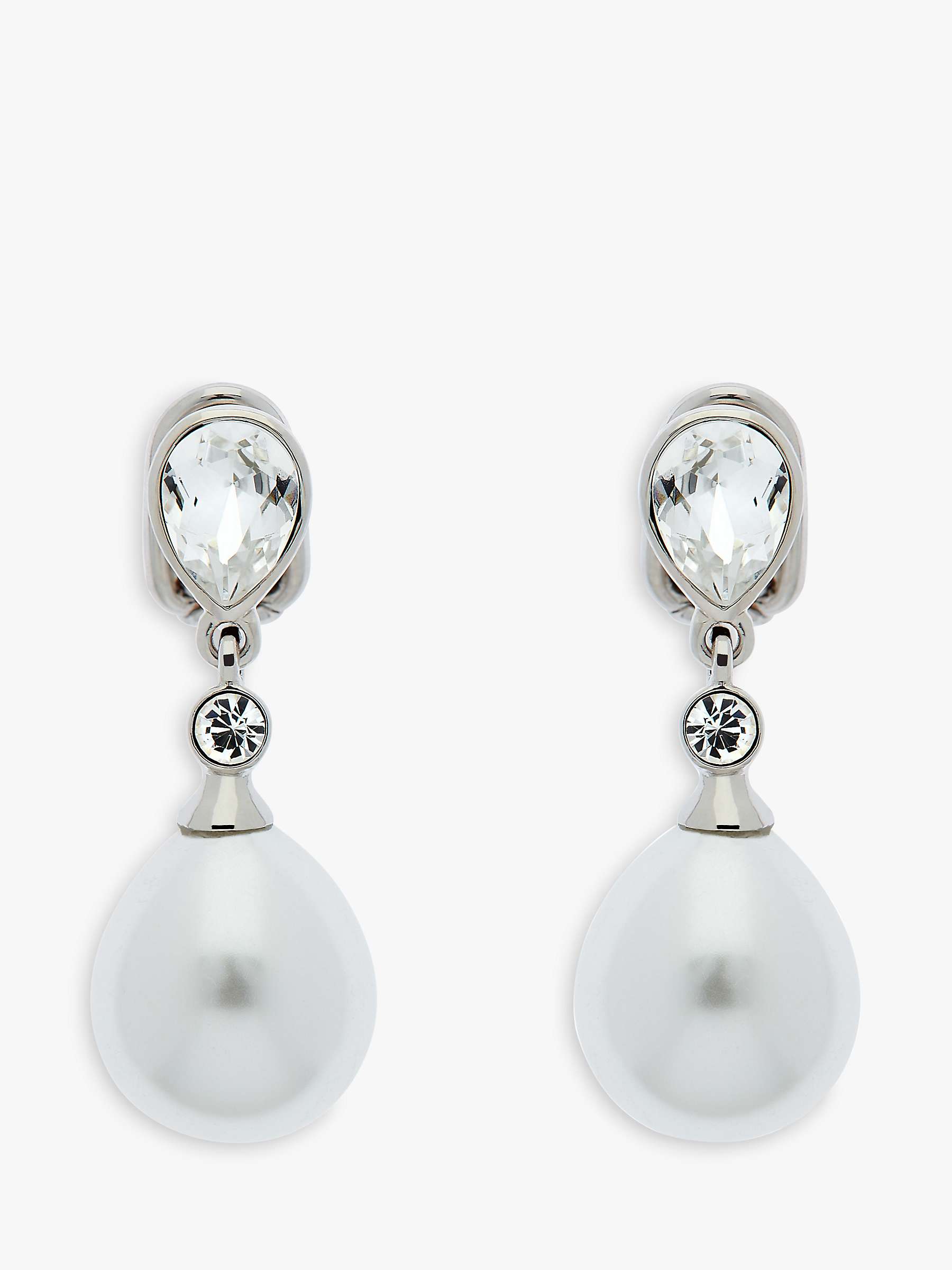 Buy Emma Holland Crystal & Teardrop Pearl Drop Clip-On Earrings, Silver Online at johnlewis.com