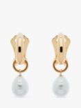 Emma Holland Hoop & Baroque Pearl Charm Drop Clip-On Earrings, Gold