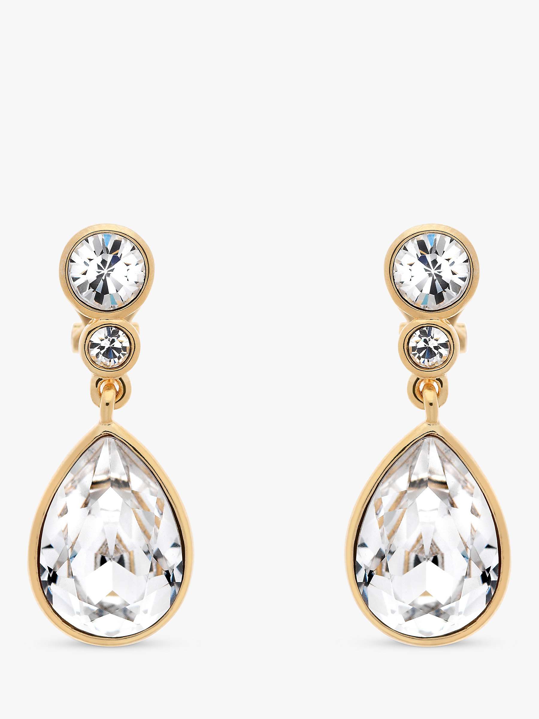 Buy Emma Holland Clip-On Crystal Teardrop Drop Earrings, Gold/Clear Online at johnlewis.com