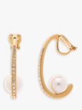 Emma Holland Crystal & Floating Pearl Drop Clip-On Earrings, Gold