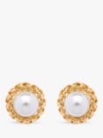Emma Holland Faux Pearl Round Clip-On Earrings, Gold/White