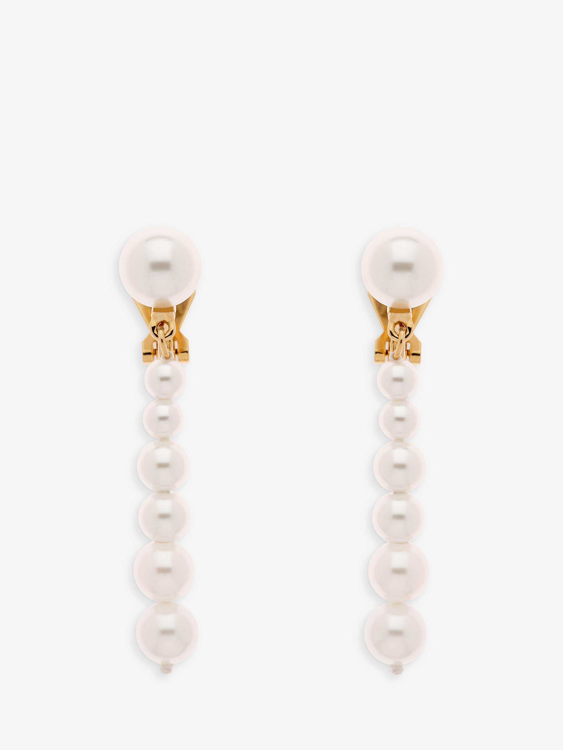 Buy Emma Holland Graduated Pearl Drop Clip-On Earrings, Gold Online at johnlewis.com
