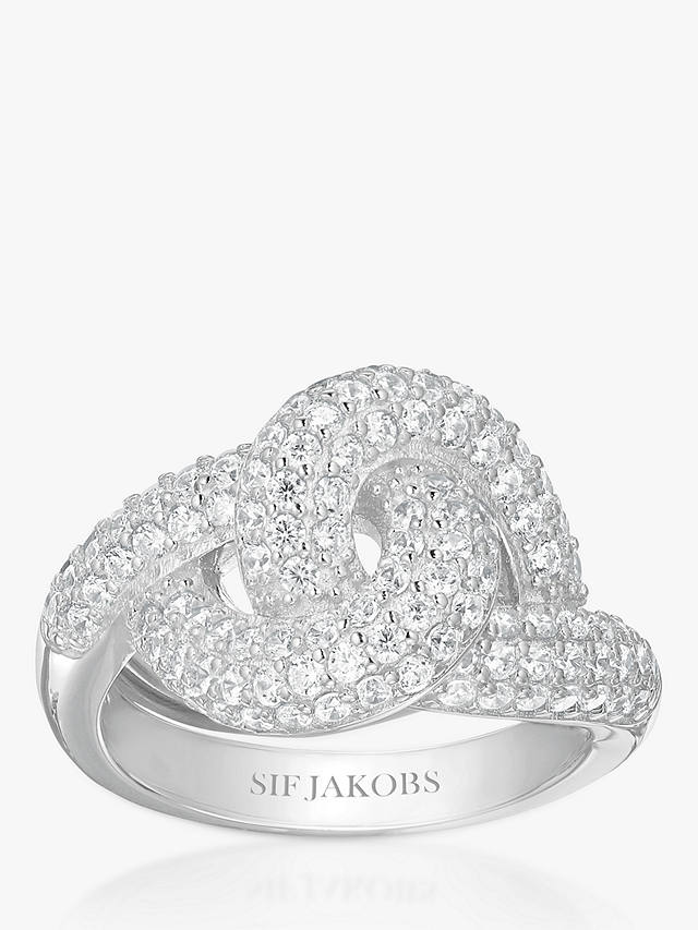 Sif Jakobs Jewellery Cubic Zirconia Knot Ring, Silver