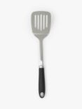 John Lewis Soft Grip Handle Stainless Steel Slotted Turner, Silver/Black