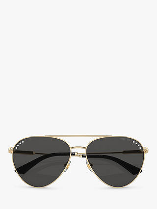 Jimmy Choo JC4002B Women's Aviator Sunglasses, Pale Gold/Grey