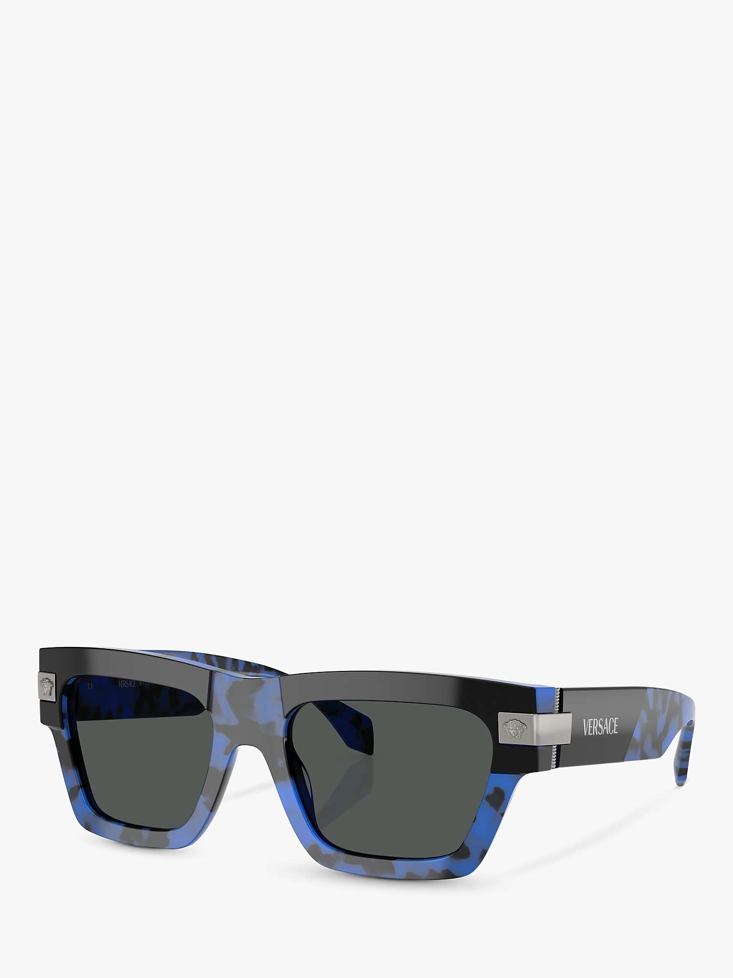 Buy Versace VE4464 Men's Square Sunglasses, Havana Blue/Grey Online at johnlewis.com