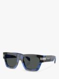 Versace VE4464 Men's Square Sunglasses, Havana Blue/Grey