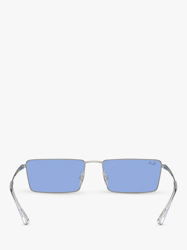 Ray-Ban RB3741 Unisex Rectangular Sunglasses, Silver/Blue