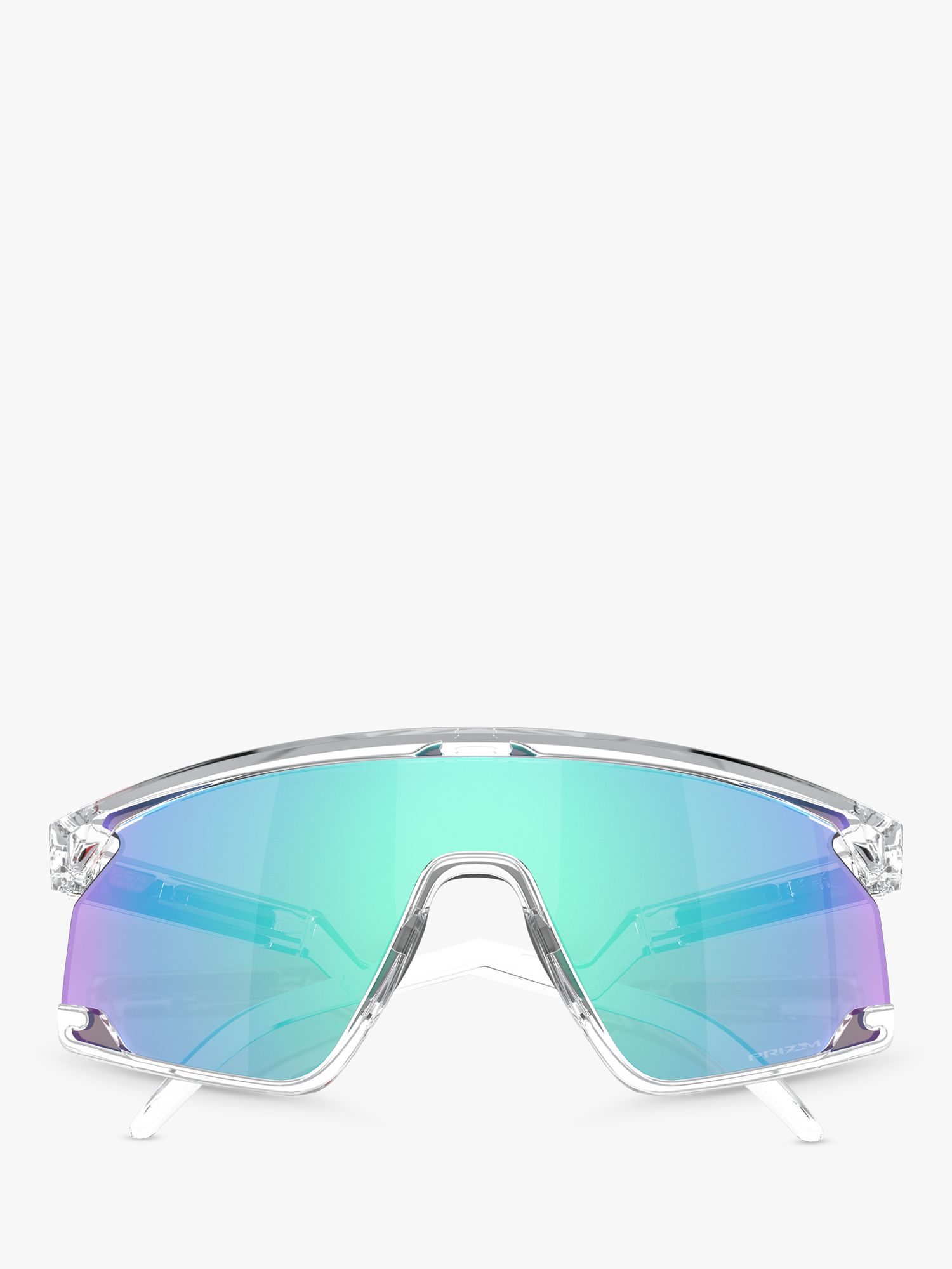 Oakley OO9280 Unisex Wrap Sunglasses, Clear/Mirror Blue