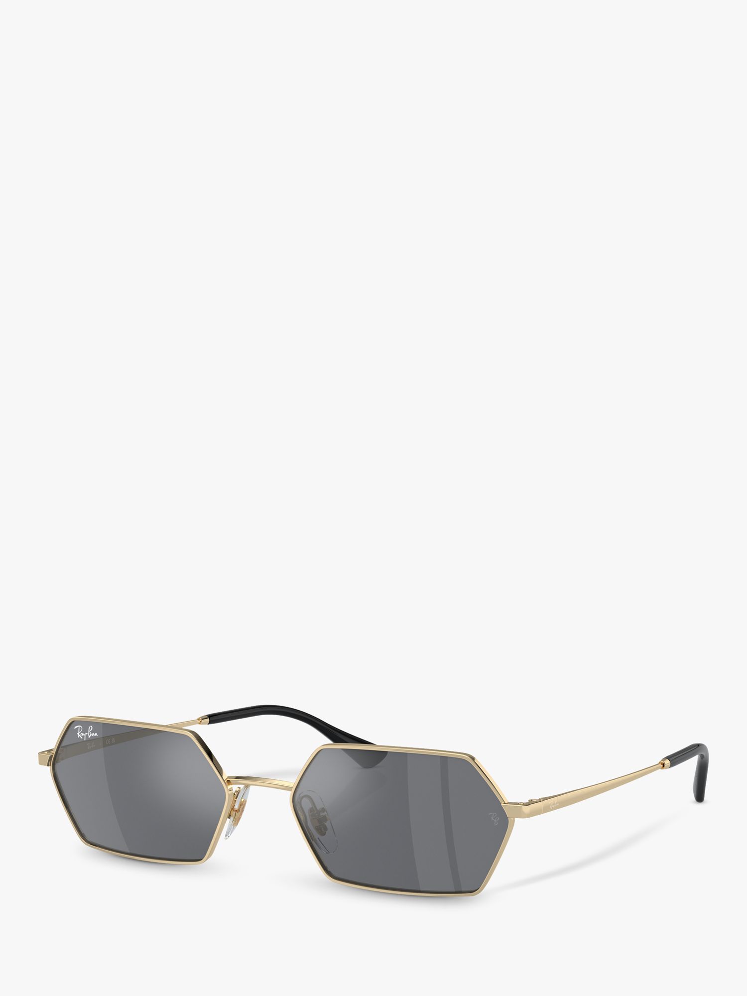 Ray-Ban RB3728 Unisex Yevi Hexagonal Sunglasses, Light Gold/Mirror Grey ...