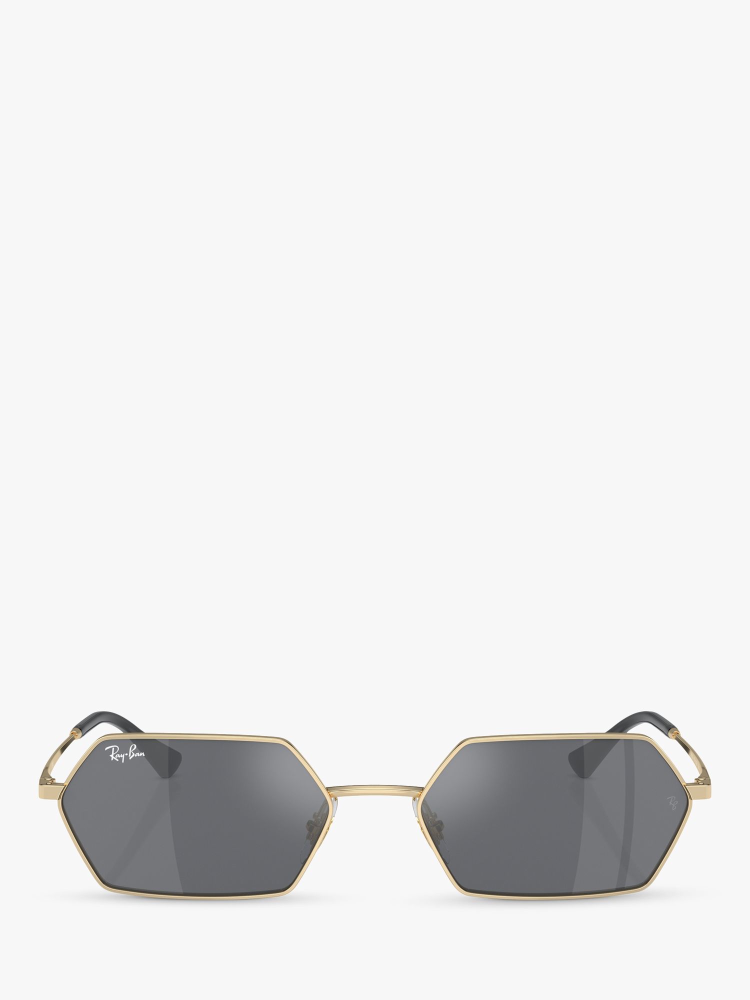 Ray-Ban RB3728 Unisex Yevi Hexagonal Sunglasses, Light Gold/Mirror Grey ...