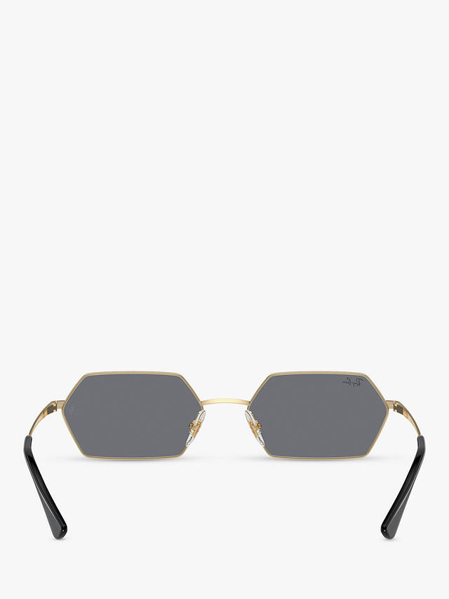 Ray-Ban RB3728 Unisex Yevi Hexagonal Sunglasses, Light Gold/Mirror Grey