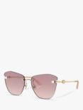 Jimmy Choo JC4004HB Women's Cat's Eye Sunglasses, Pale Gold/Violet