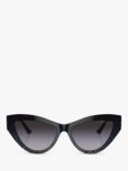 Jimmy Choo JC5004 Women's Cat's Eye Sunglasses, Black Glitter/Blue