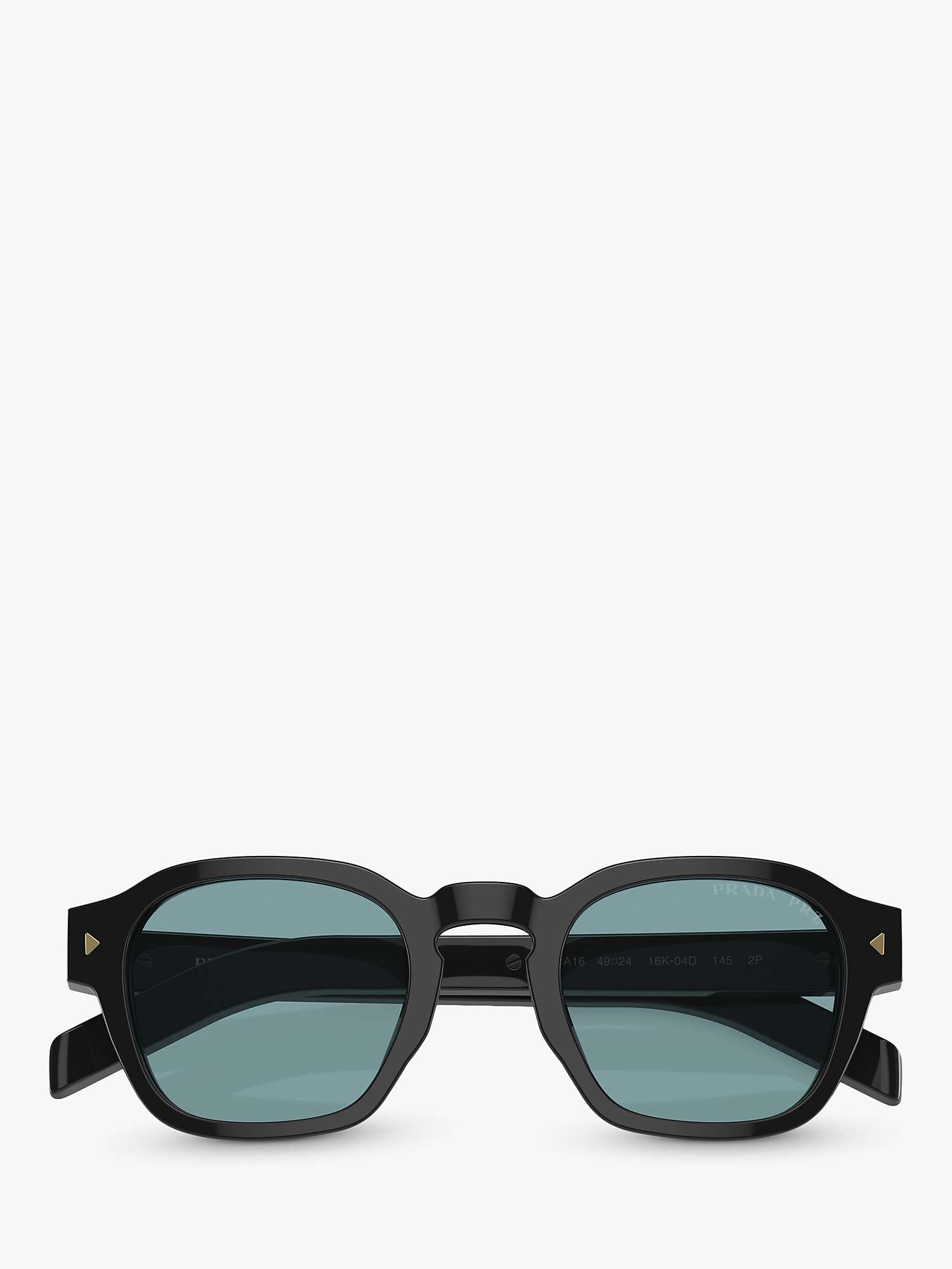 Buy Prada PR A16S Men's Rectangular Sunglasses, Black Online at johnlewis.com