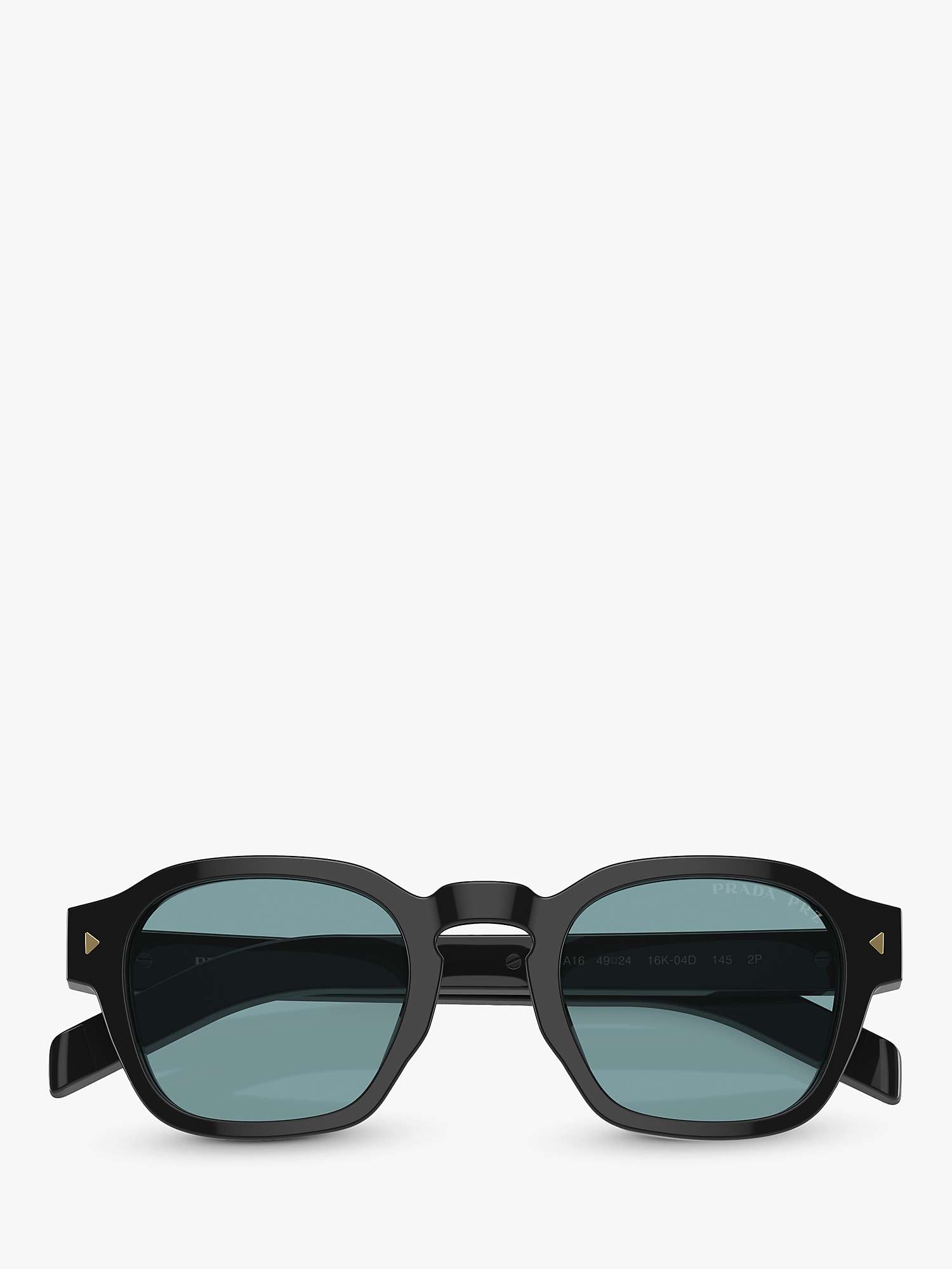 Buy Prada PR A16S Men's Phantos Polarised Sunglasses, Black/Green Online at johnlewis.com