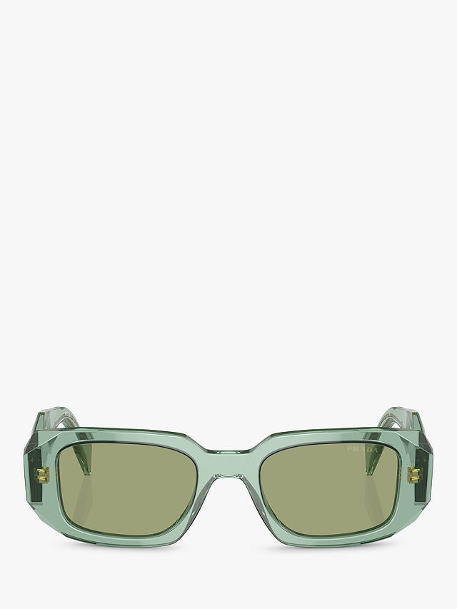 Prada PR 17WS Women's Rectangular Sunglasses, Transparent Sage