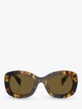 Prada PR A13S Women's Round Sunglasses, Honey Tortoise/Brown