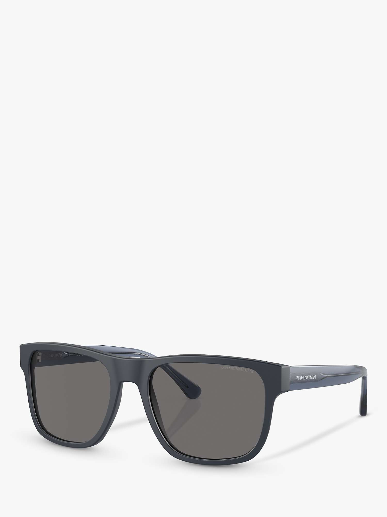 Buy Emporio Armani EA4163 Men's Polarised Square Sunglasses, Matte Blue/Grey Online at johnlewis.com