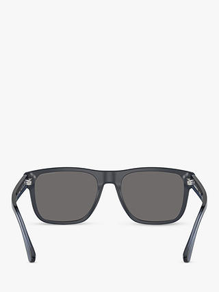 Emporio Armani EA4163 Men's Polarised Square Sunglasses, Matte Blue/Grey