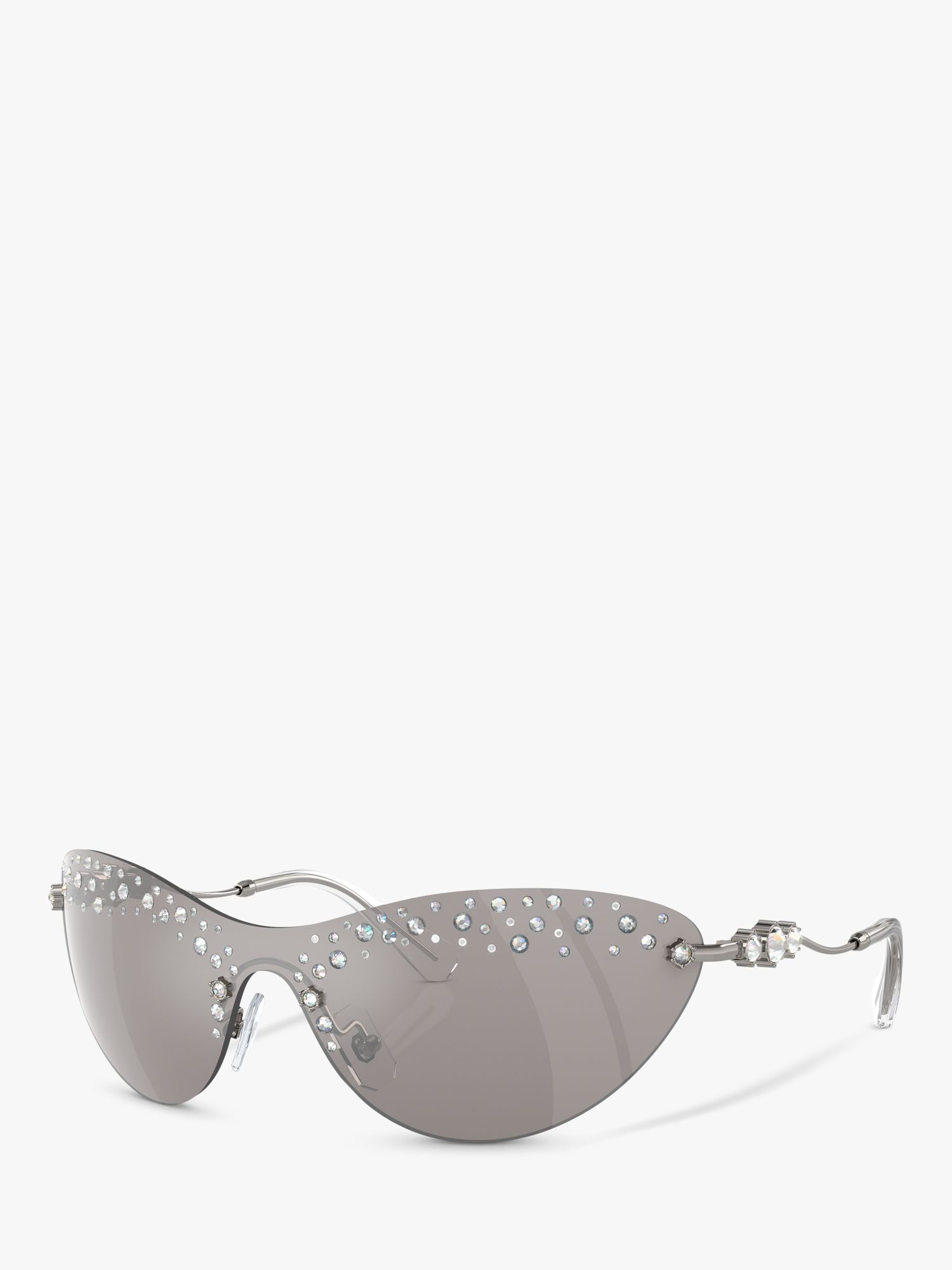 Swarovski SK7023 Women's Wrap Sunglasses, Gunmetal/Silver Mirror