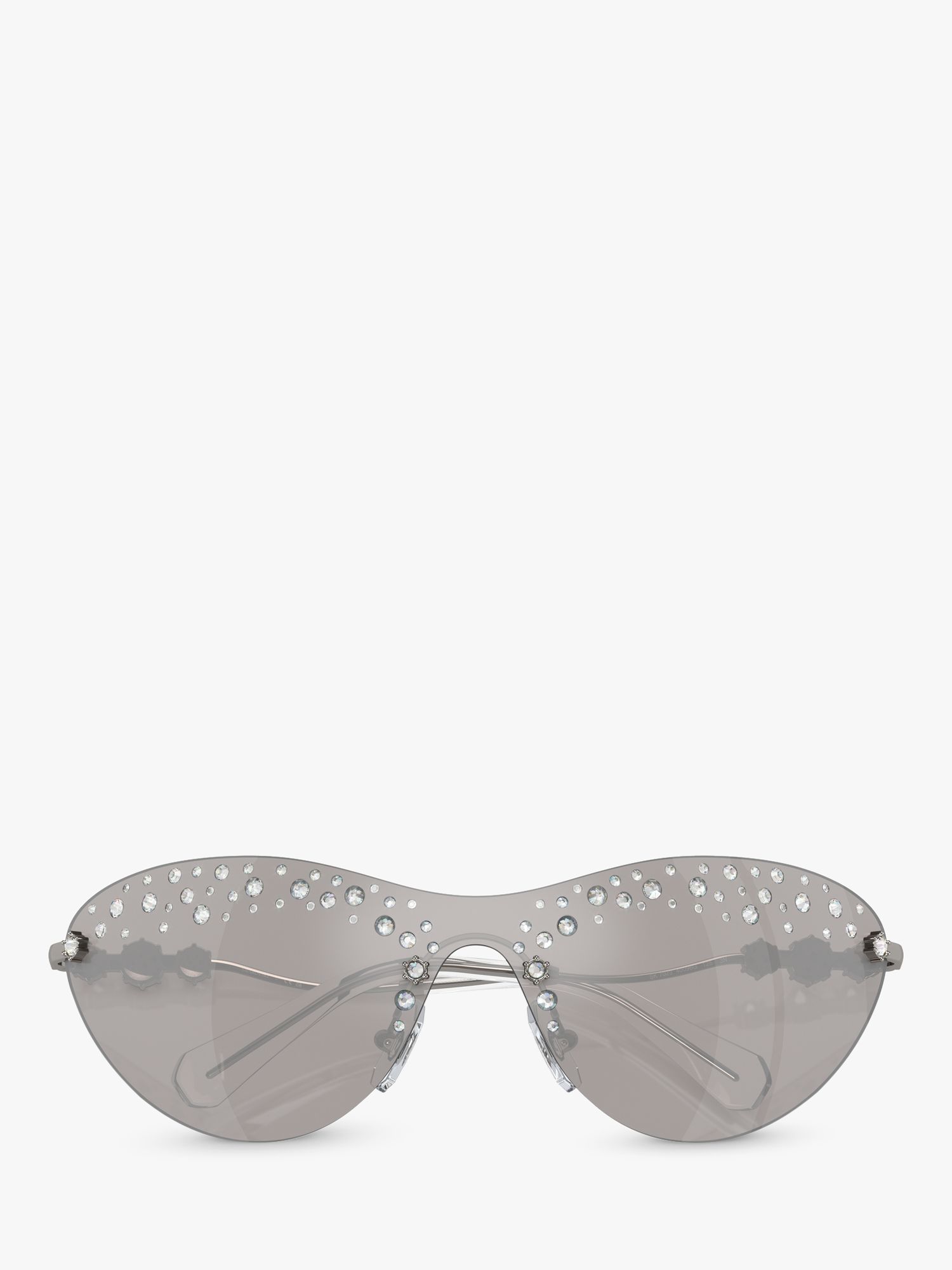 Swarovski SK7023 Women's Wrap Sunglasses, Gunmetal/Silver Mirror