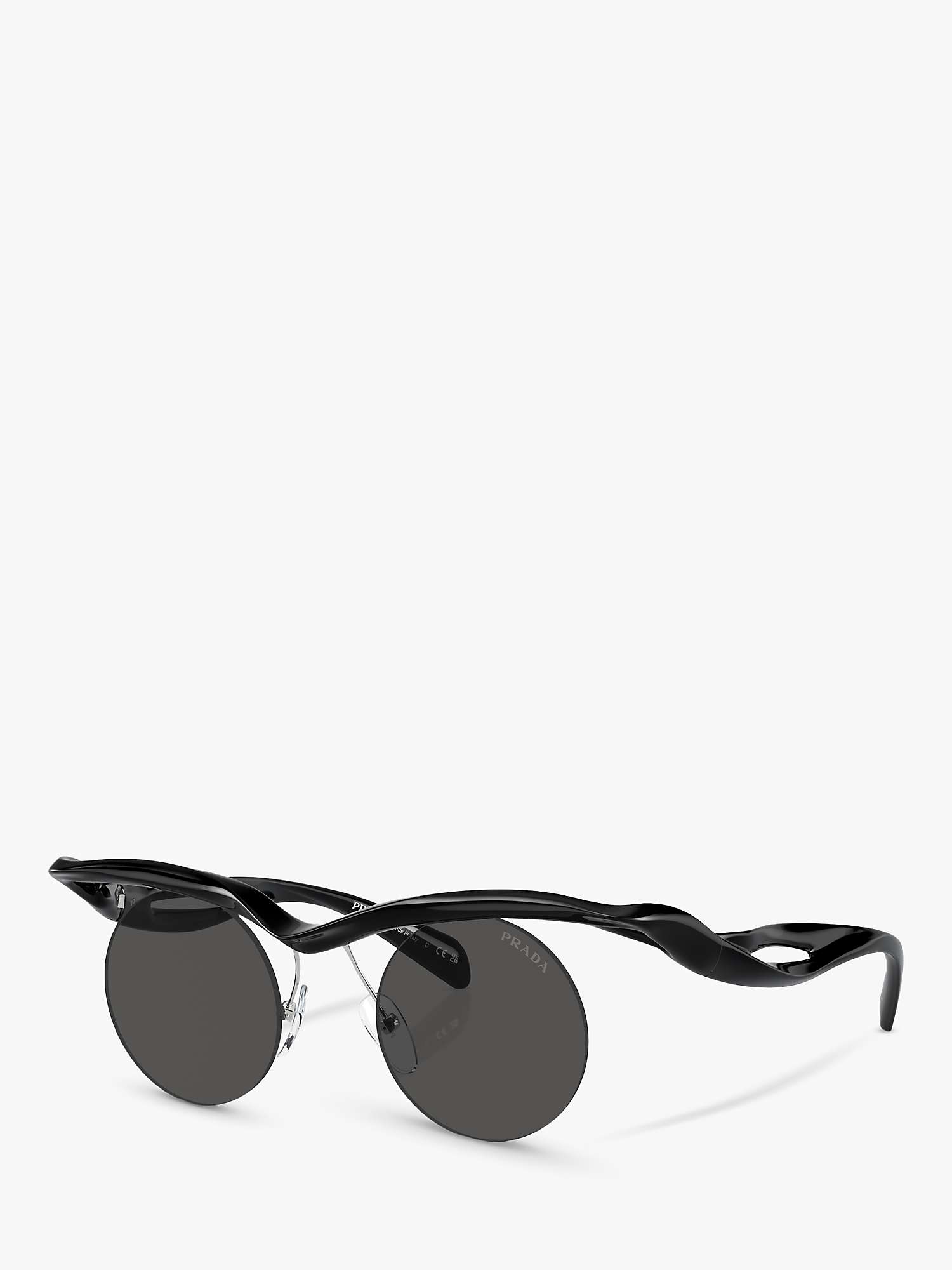 Buy Prada PR A24S Women's Round Sunglasses, Black Online at johnlewis.com