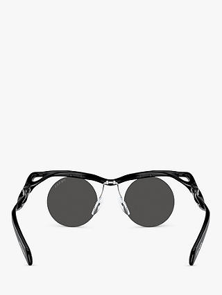 Prada PR A24S Women's Round Sunglasses, Black