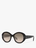 Celine CL40240I Women's Oval Sunglasses, Shiny Black/Brown Gradient